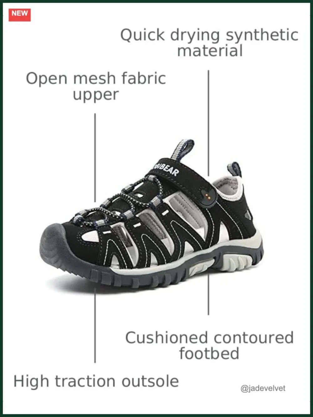Toddler/Little Kid/Big Kid Closed-Toe Sport Water Sandals Hook-and-Loop